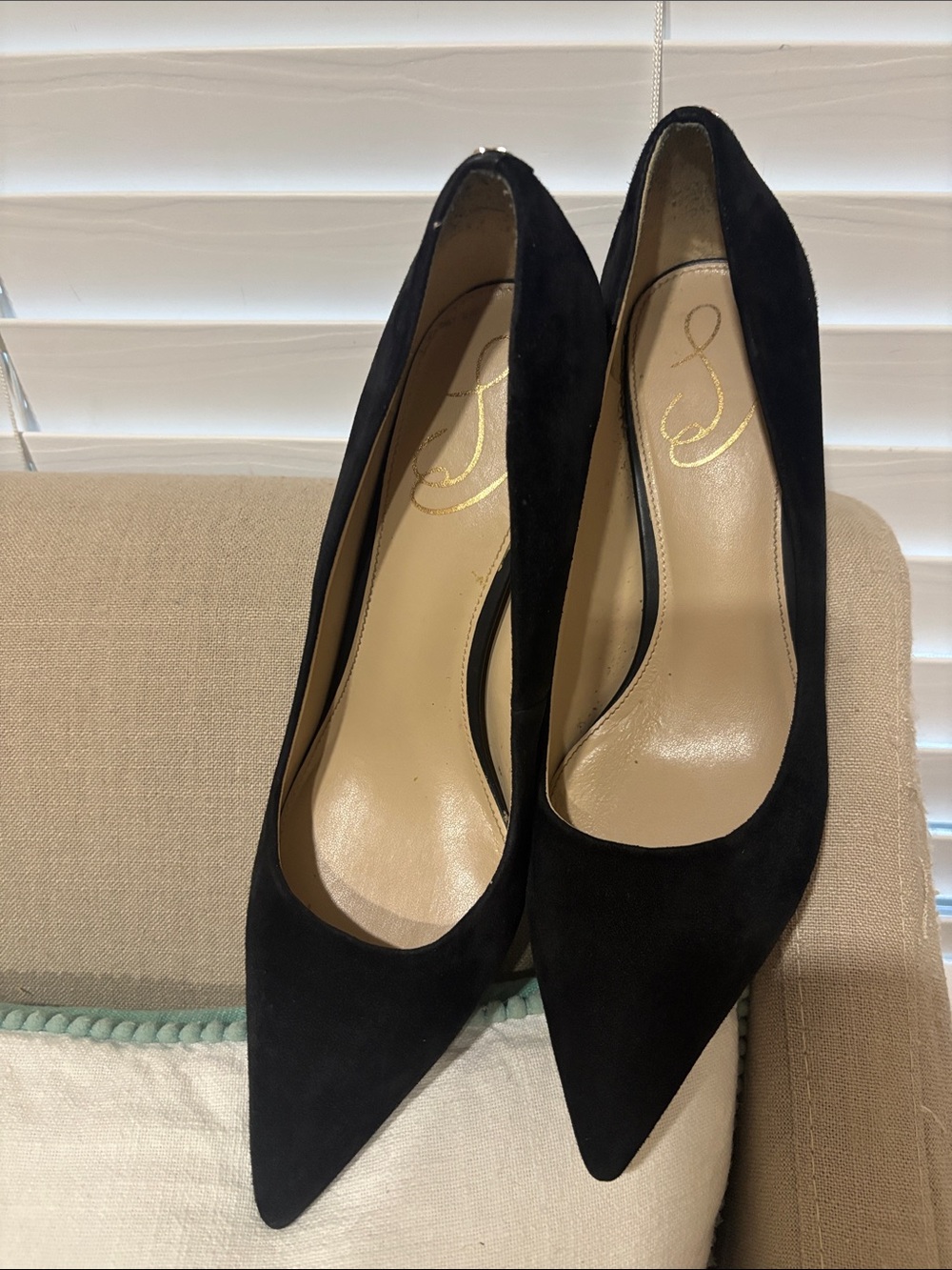 Sam Edelman Black Suede Pointed Toe Heels